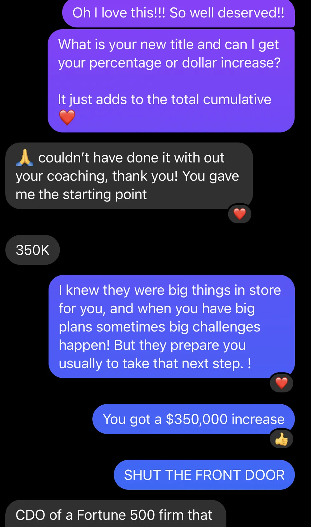 Verified Dream Job Hack client - A $350,000 increase and now CDO of a Fortune 500 firm - verified client result, Lindsay Mustain coaching