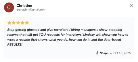 Christine 4 Perel eect Stop getting ghosted and give recruiters hiring managers a - verified client result, Lindsay Mustain coaching