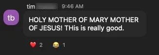 tim HOLY MOTHER OF MARY MOTHER OF JESUS! THis is really good. v2 1 - verified client result, Lindsay Mustain coaching