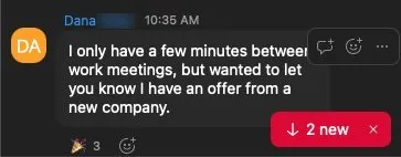 Dana only have a few minutes betwee work meetings, but wanted to let you know have an - verified client result, Lindsay Mustain coaching