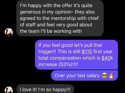 I'm happy with the offer it s quite generous in my opinion- they also agreed to the - verified client result, Lindsay Mustain coaching