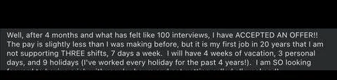 Well, after 4 months and what has felt like 100 interviews, have ACCEPTED AN OFFER ! The - verified client result, Lindsay Mustain coaching