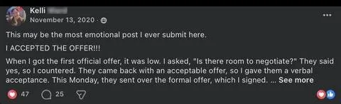 Kelli oe oe November 13, 2020 - This may be the most emotional post ever submit here. - verified client result, Lindsay Mustain coaching