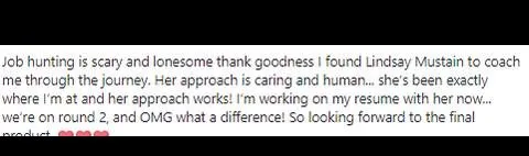 Job hunting is scary me through t a jour rye-Ten ae Lae Le a OMG what a di - verified client result, Lindsay Mustain coaching