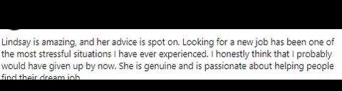 Verified client testimonial screenshot - Lindsay Mustain coaching result