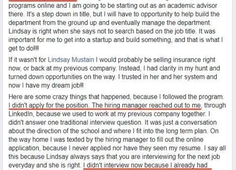 programs online and am going to be starting out as an academic advisor there. It's a step - verified client result, Lindsay Mustain coaching