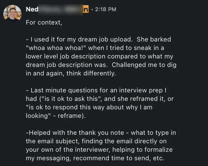 Ned i - For context, - used it for my dream job upload. She barked whoa whoa whoa! when - verified client result, Lindsay Mustain coaching