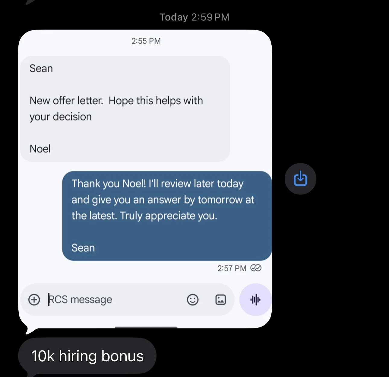 Sean - New offer letter with 10k hiring bonus - verified client result, Lindsay Mustain coaching